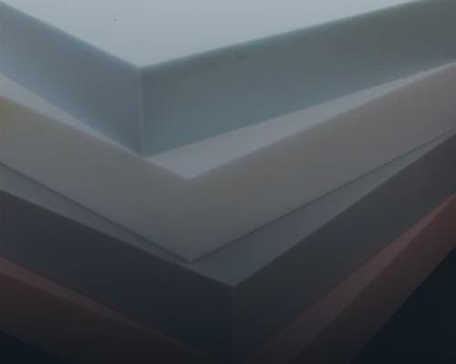 Cut PU foam sheets stacked in the works