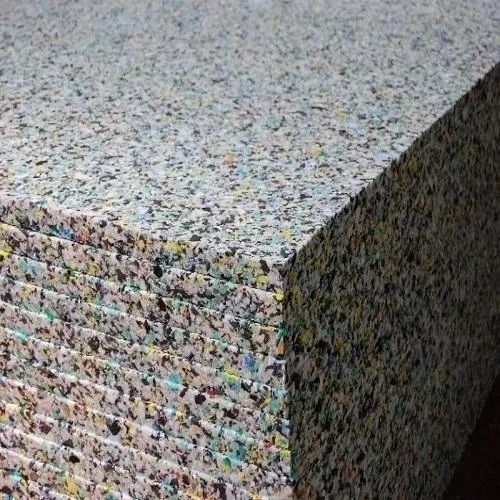 Rebonded foam block showing the bonded chip structure